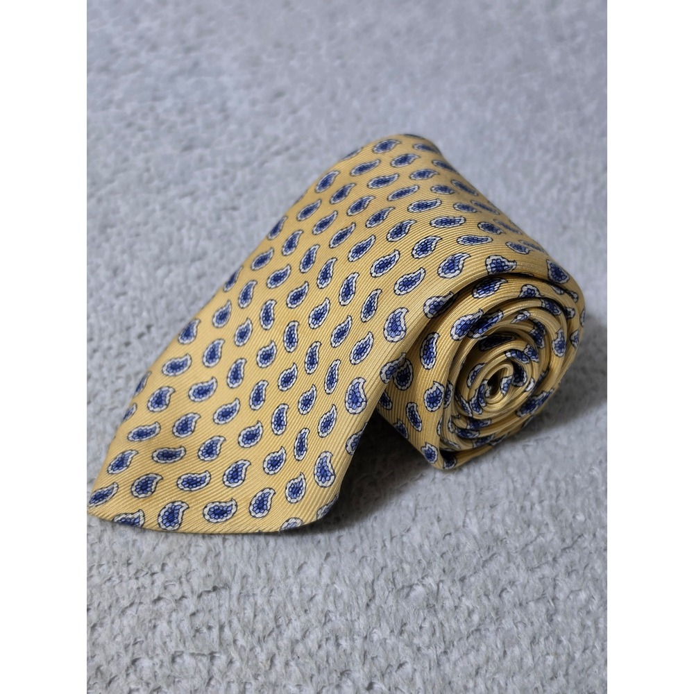 Brooks Brothers Tie Mens One Size Golden Yellow Paisley Silk 346 Made in USA